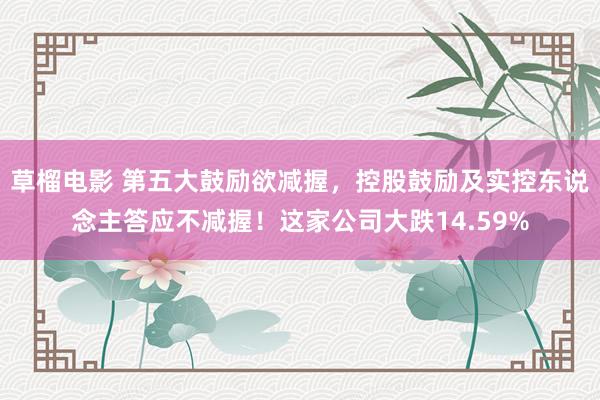 草榴电影 第五大鼓励欲减握，控股鼓励及实控东说念主答应不减握！这家公司大跌14.59%