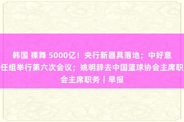 韩国 裸舞 5000亿！央行新器具落地；中好意思金融责任组举行第六次会议；姚明辞去中国篮球协会主席职务｜早报