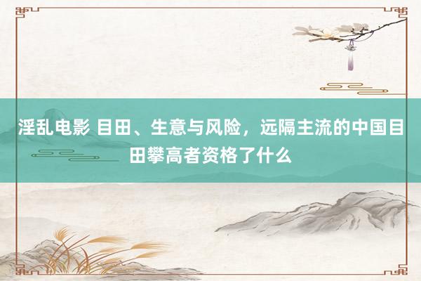 淫乱电影 目田、生意与风险，远隔主流的中国目田攀高者资格了什么