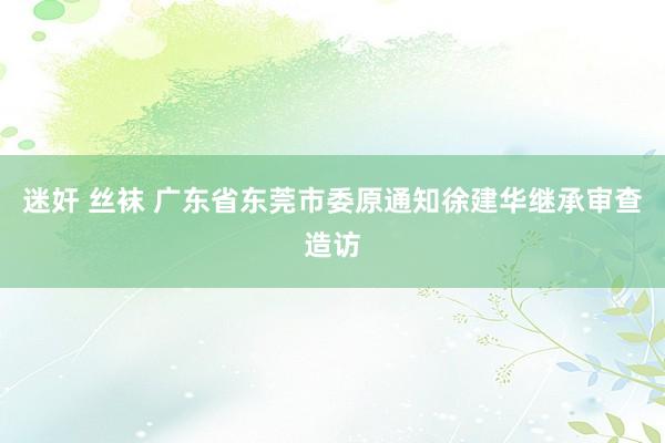迷奸 丝袜 广东省东莞市委原通知徐建华继承审查造访