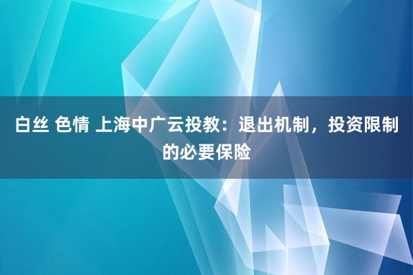白丝 色情 上海中广云投教：退出机制，投资限制的必要保险