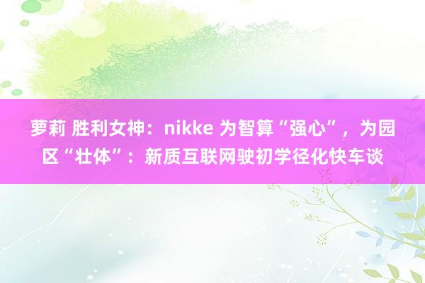 萝莉 胜利女神：nikke 为智算“强心”，为园区“壮体”：新质互联网驶初学径化快车谈