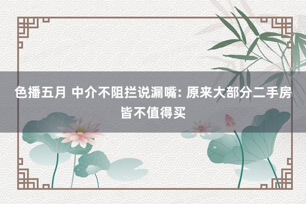色播五月 中介不阻拦说漏嘴: 原来大部分二手房皆不值得买