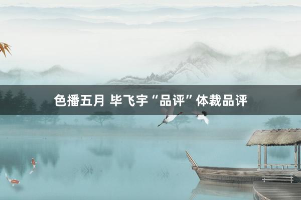 色播五月 毕飞宇“品评”体裁品评