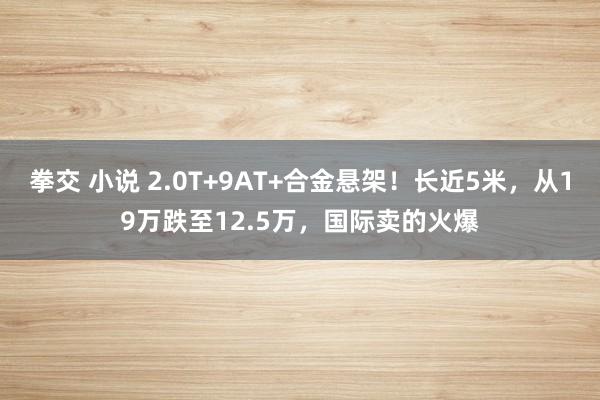 拳交 小说 2.0T+9AT+合金悬架！长近5米，从19万跌至12.5万，国际卖的火爆
