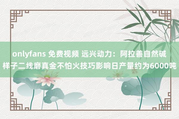 onlyfans 免费视频 远兴动力：阿拉善自然碱样子二线磨真金不怕火技巧影响日产量约为6000吨