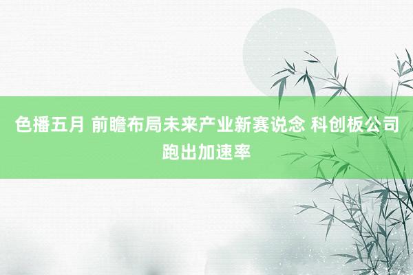 色播五月 前瞻布局未来产业新赛说念 科创板公司跑出加速率