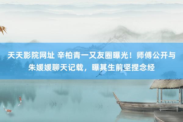 天天影院网址 辛柏青一又友圈曝光！师傅公开与朱媛媛聊天记载，曝其生前坚捏念经